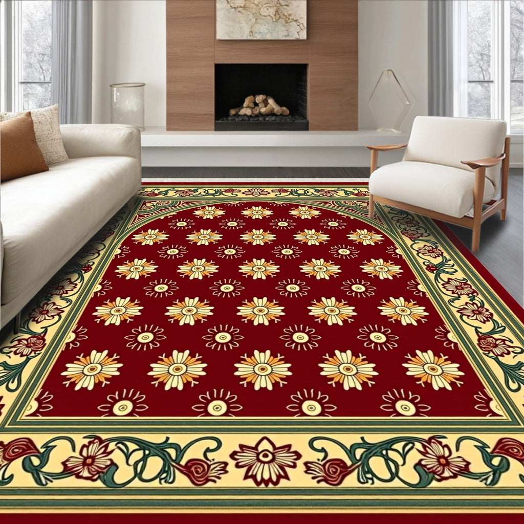 Crimson Floral Garden Arch Rug