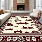 Vintage Car Collection Ivory Background Rug