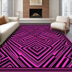 Bold Pink Black Geometric Maze Rug