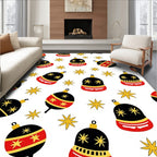 Black Red Gold Ornament Stars Rug
