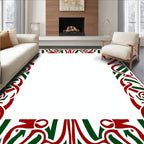 Crimson Green Intertwined Celtic Knot Border Rug