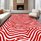 Dramatic Red and White Organic Lines Rug