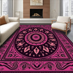 Deep Magenta Medallion Frame Rug