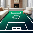 White Soccer Field Textured Emerald Green Rug