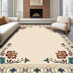 Ornate Floral Medallion Bordered Accent Rug