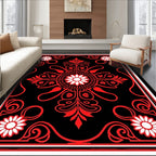 Bold Red Floral Medallion Graphic Rug