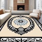 Black Oval Frame With Cream Medallion Rug