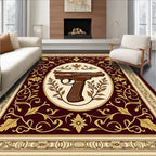 Crimson Gold Floral Revolver Oval Rug