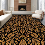 Golden Orange Leaf Symmetry Rug