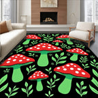 Red White Mushroom Forest Foliage Rug
