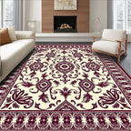 Maroon Floral Medallion Border Rug