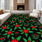 Red Holly Berry Floral Garland Rug