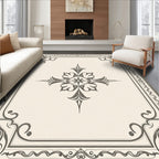 Neutral Gray Ornate Compass Star Rug