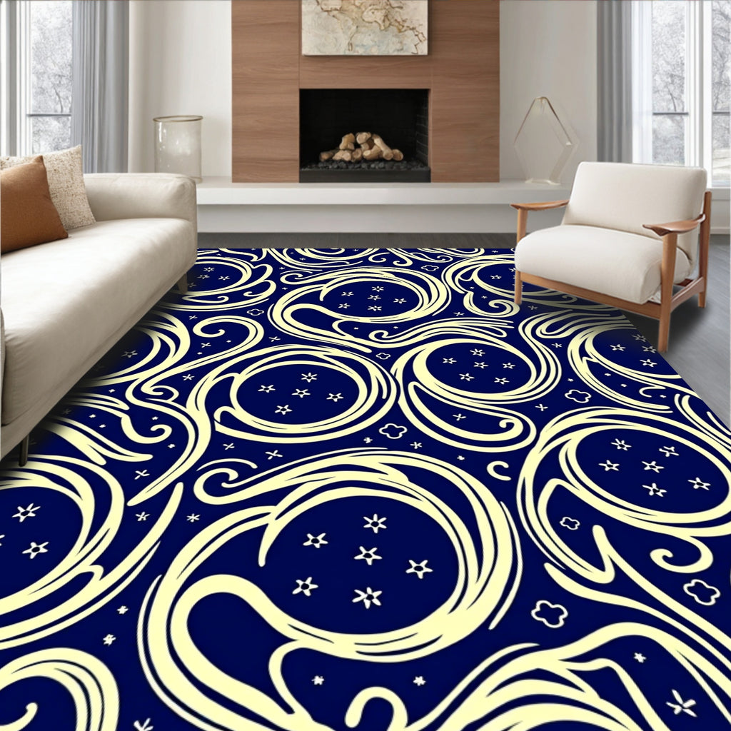 Celestial Swirl Moon Stars Rug