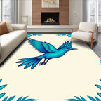 Vibrant Blue Bird Floral Accent Rug