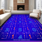 Vibrant Neon Blue Digital Grid Rug