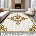 Golden Compass Rose Ornate Border Rug