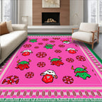 Pink Cartoon Creature Border Rug