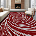 Crimson White Swirl Vortex Rug