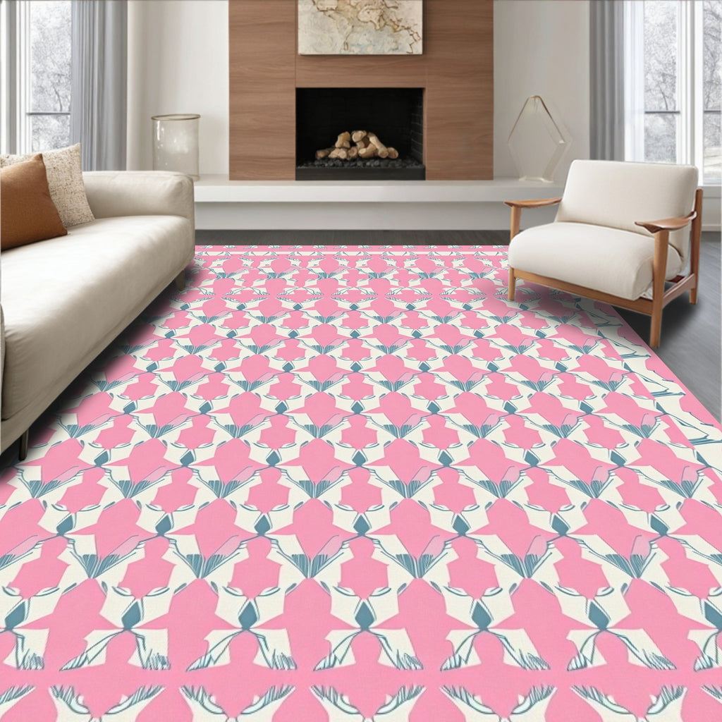 Pastel Pink Geometric Art Deco Rug