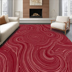 Crimson Swirl Abstract Topographical Rug