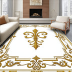 Ornate Gold Fleur de Lis Frame Rug