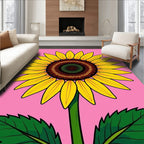 Vibrant Yellow Sunflower On Pink Rug