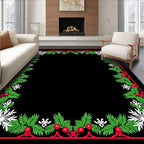 Festive Red Green Snowflake Garland Rug