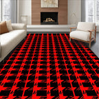 Bold Red Houndstooth Geometric Rug