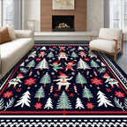 Charming Elves Holiday Trees Christmas Night Rug