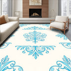 Sky Blue Ornate Scrollwork Accents Rug