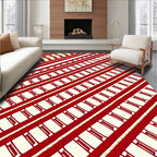 Crimson White Bold Stripes Rug