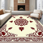 Crimson Ornate Floral Centerpiece Rug