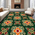 Ornate Scarlet Sunburst Lattice Rug