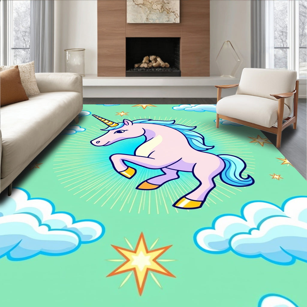 Whimsical Pink Unicorn Cloud Nine Rug