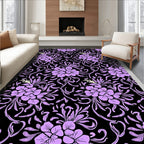 Lavender Violet Floral Vine Background Rug