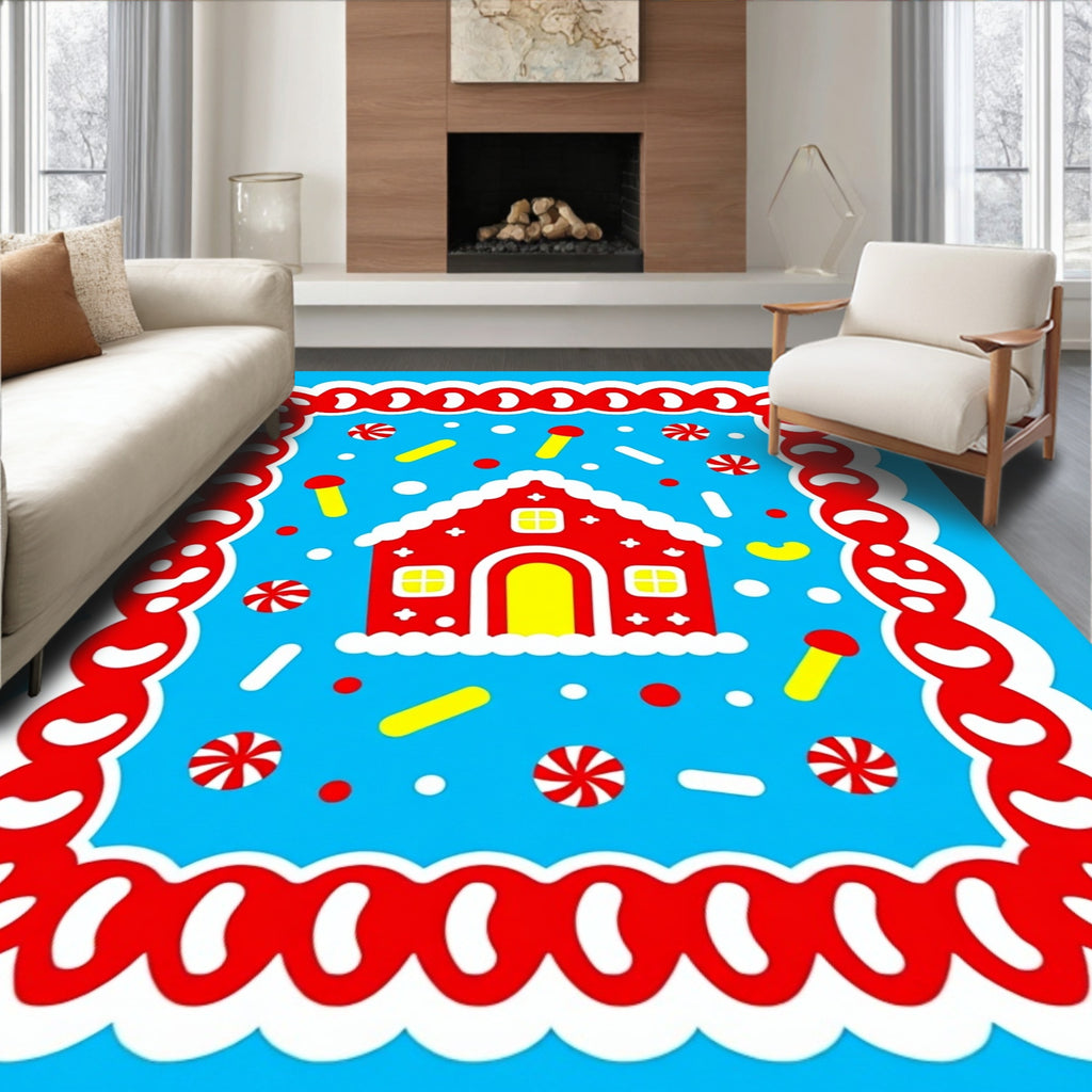 Red Gingerbread House Candy Land Rug