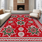Bold Red Floral Starburst Rug