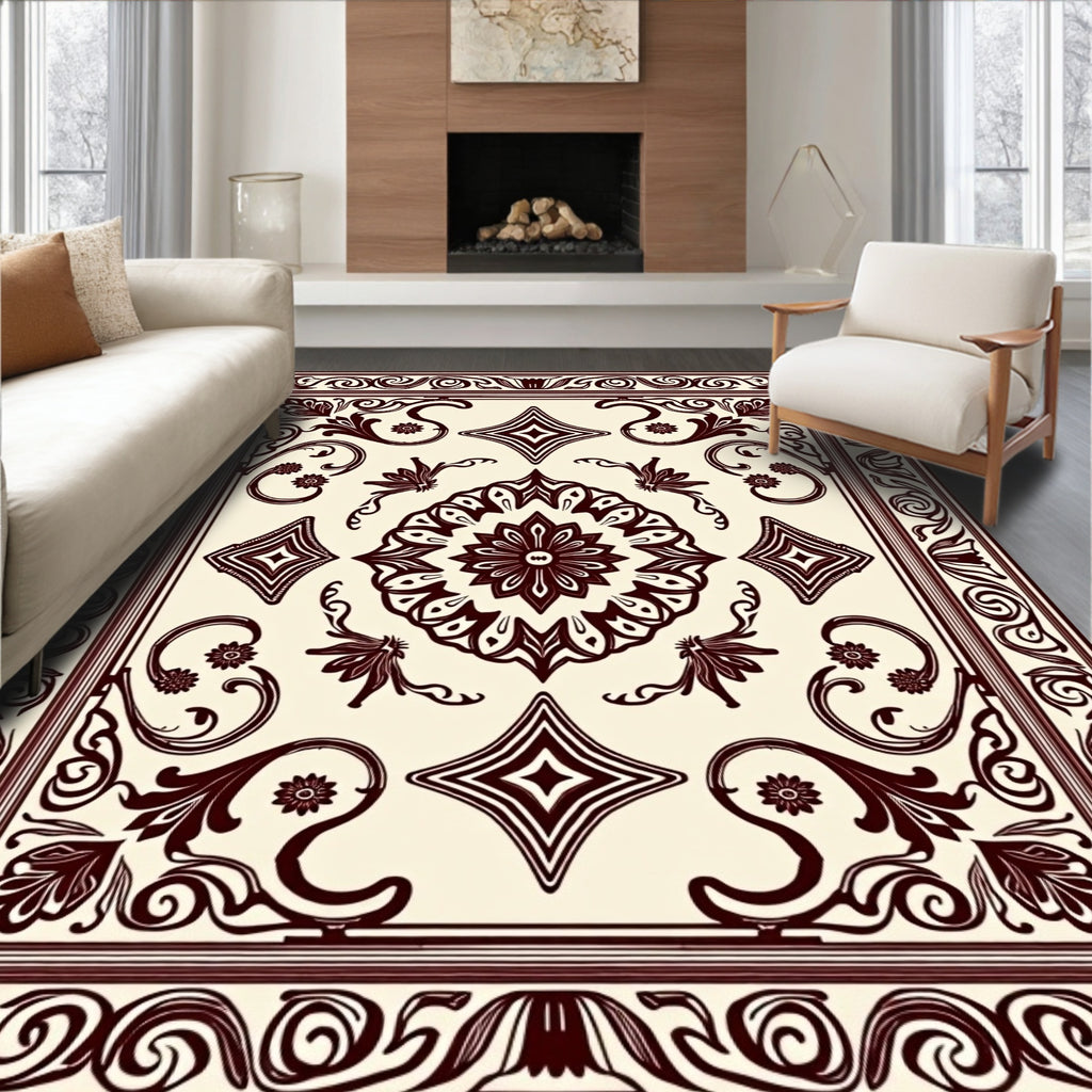 Dark Brown Classic Floral Medallion Rug