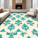 Teal Damask Floral Medallion Rug
