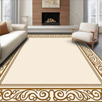 Classic Warm Ochre Scrollwork Border Rug