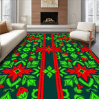 Red Green Floral Symmetrical Serpentine Rug