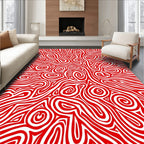 Vibrant Red Swirl Abstract Rug