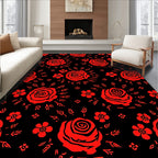 Vibrant Red Rose Garden Repeat Rug