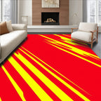 Crimson Yellow Slanted Jagged Stripes Rug