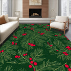 Evergreen Pine Red Berry Sprig Rug