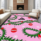 Pink Green Sailboat Christmas Garland Rug