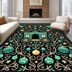 Teal Yellow Carriage Stars Swirl Rug