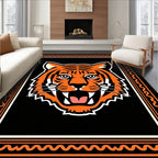 Powerful Orange Tiger Face Frame Rug