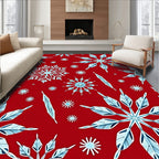 Crimson Red Snowflake Winter Icicle Rug